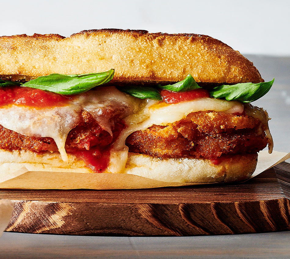 Eggplant Parmesan Sandwich With Three Cheeses and Basil Sysco Foodie