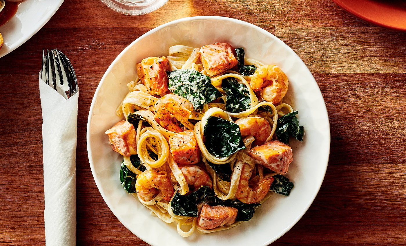 Seafood Fettuccine with Kale & Lemon-Garlic Cream | Sysco Foodie
