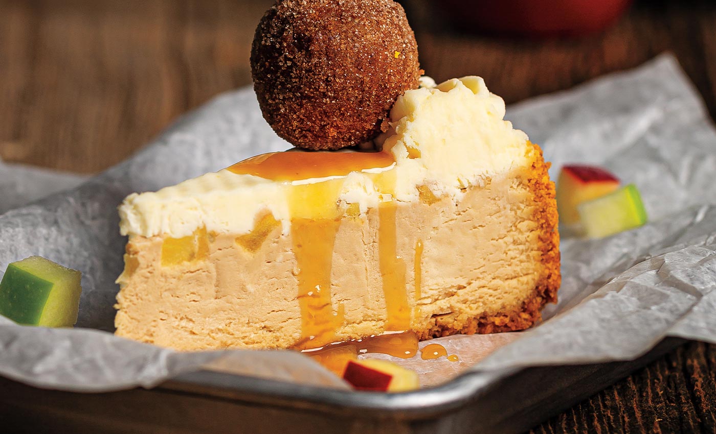 Caramel Apple Cheesecake With Cinnamon-Sugar Donuts