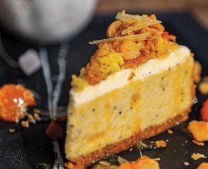 Lemon Poppy Seed Bread Cheesecake With Toasted Coconut-Macadamia Crunch
