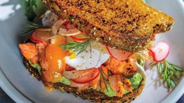 Smoked Salmon and Poached Egg Breakfast Sandwich