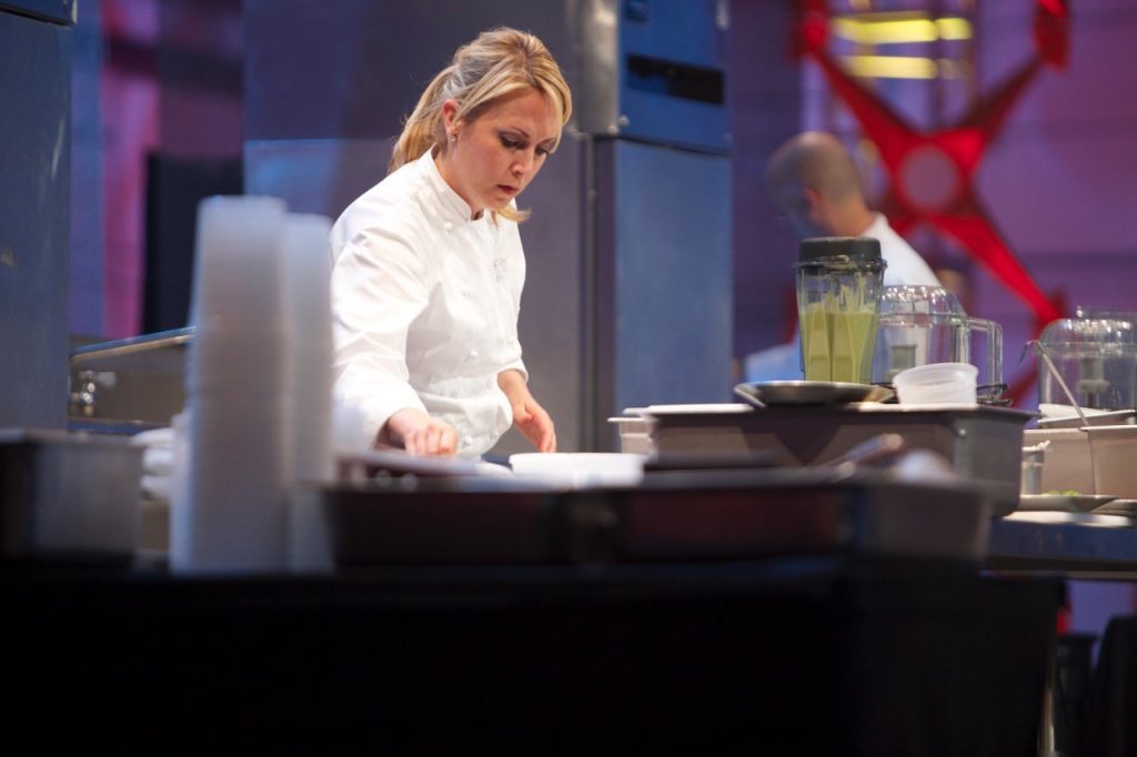 Chef Andi Van Willigan in action during the show: Hell's Kitchen