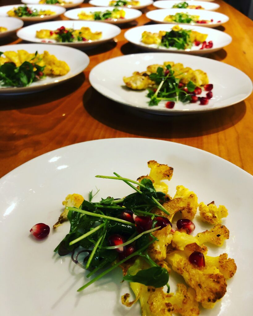 Cauliflower and Spinach salad created by Chef Sharon Steward