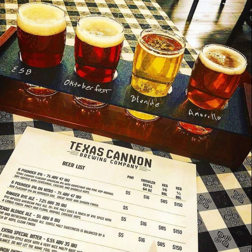 Texas Cannon Brewing Company, Beer Flight