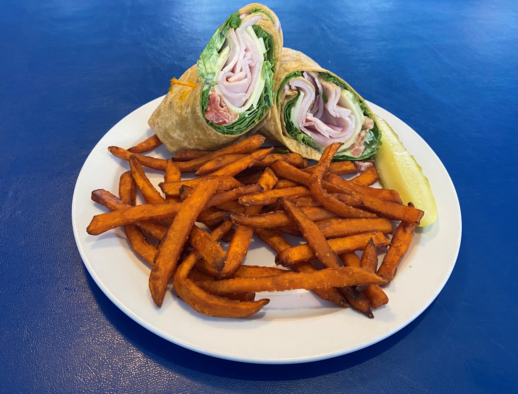 Wrap and fries plate - Blue Sky Cafe