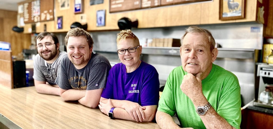 Johnson's Drive-In team and owners: Caemon Stuart, Tristan Stuart, Carolyn Johnson Routh, Claxton Johnson