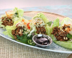 Lettuce wraps with plant based meat