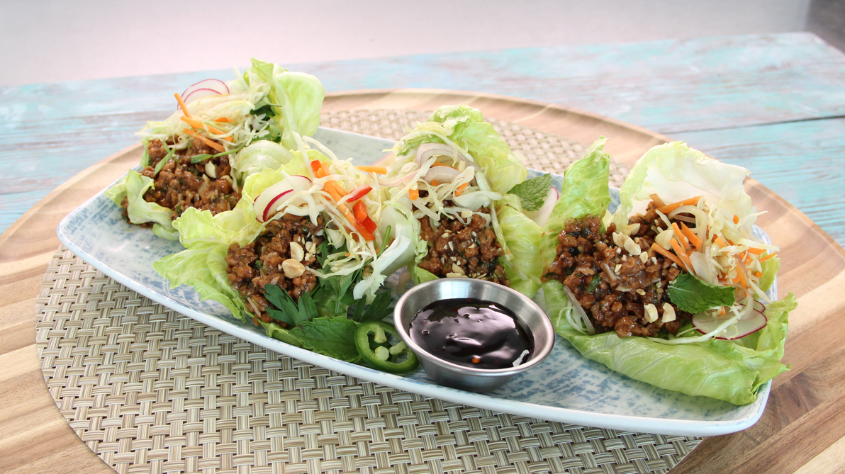 Lettuce wraps with plant based meat